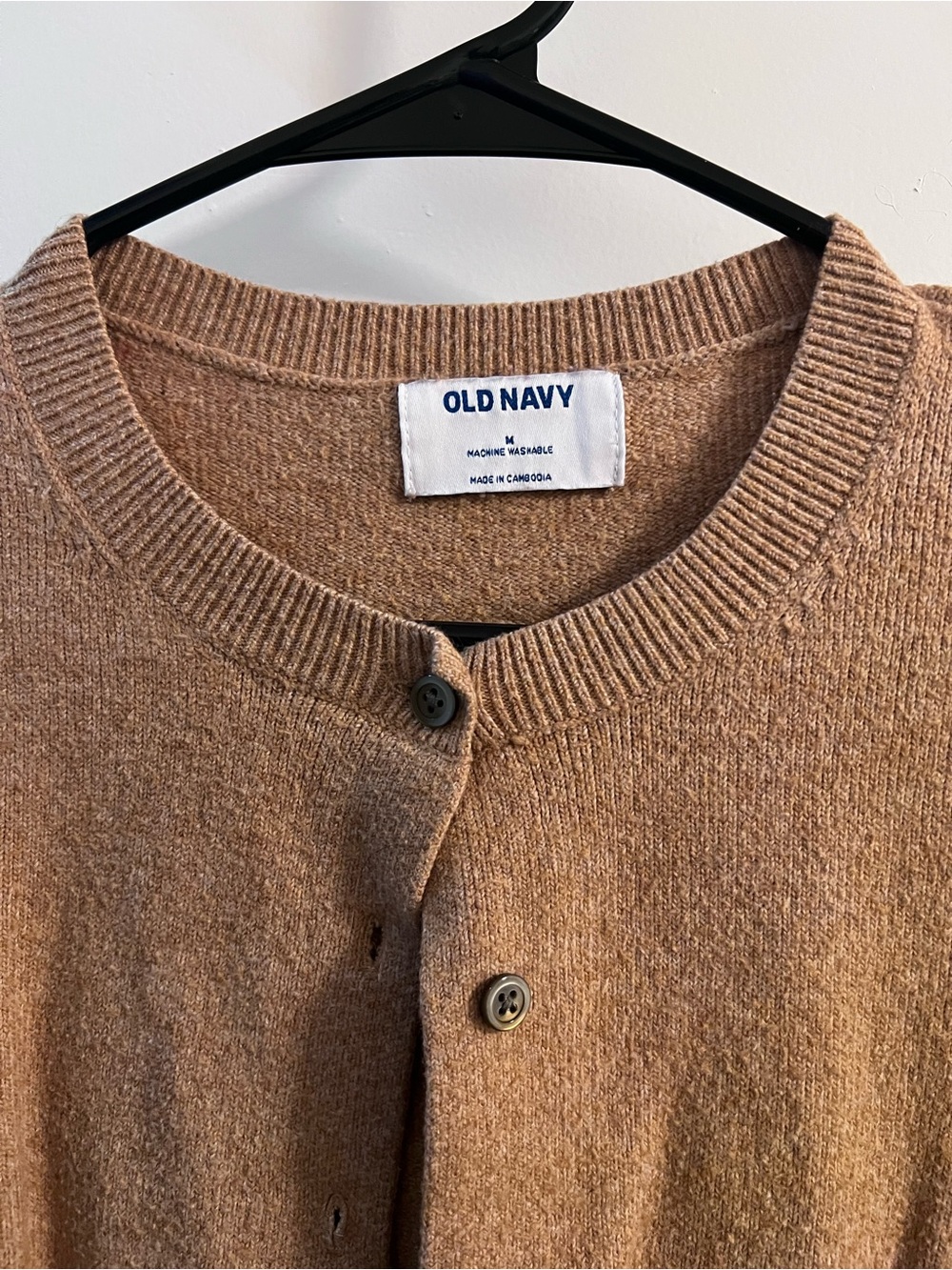 Old Navy Women's Camel Button-Front Crewneck Cardigan - Picture 3 of 3